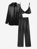 Slick Bouse and Bra and Pants Set L Black