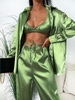 Slick Bouse and Bra and Pants Set L Chartreuse