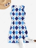 Slinky Argyle Tank Mini Dress M Light blue