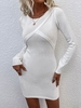 Slinky Bodycon Mini Sweater Dress L White