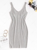 Slinky Ribbed Bustier Tank Dress M Gray