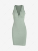 Slinky Zip Front Ribbed Tank Mini Dress M Green