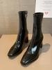 Slip On Chunky Heeled Square Toe Mid-calf Boots