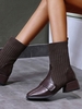 Slip On Chunky Heeled Stretch Boots
