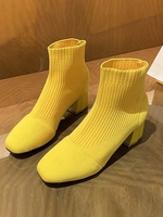 Slip On Stretch Chunky Heel Boots