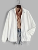 Solid Color Crinkle Zipper Pocket Jacket S White