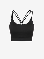 Solid Color Criss Cross Backless Top L Black