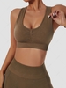 Solid Color Crisscross Back Sports Bra M Deep coffee