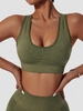 Solid Color Crisscross Back Sports Bra M Deep green
