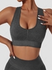 Solid Color Crisscross Back Sports Bra S Dark gray