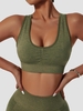 Solid Color Crisscross Back Sports Bra S Deep green