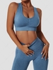 Solid Color Crisscross Back Sports Bra Xl Blue