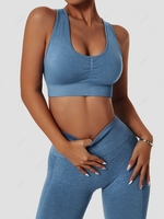 Solid Color Crisscross Back Sports Bra Xl Blue
