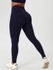Solid Color Crisscross Hem Yoga Leggings L Deep blue