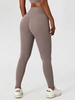 Solid Color Crisscross Hem Yoga Leggings L Gray