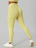 Solid Color Crisscross Hem Yoga Leggings L Yellow