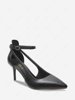 Solid Color Cut Out Ankle Strap Pumps