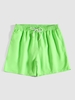 Solid Color Drawstring Back Pocket Beach Shorts L Green