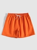 Solid Color Drawstring Back Pocket Beach Shorts S Dark orange