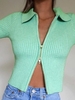 Solid Color Knit Zipper Long Sleeves Bodycon Cardigan Green