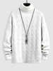 Solid Color Knitted Turtle Neck Sweater Xl White