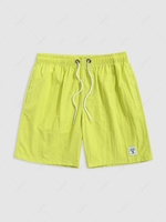 Solid Color Label Design Casual Drawstring Shorts Xl Yellow