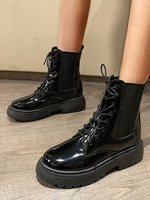 Solid Color Lace Up Front Work Boots
