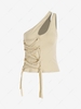 Solid Color Lace Up Tank Top L White