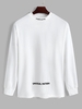 Solid Color Letter Embroidery Long Sleeve T-shirt Xl White