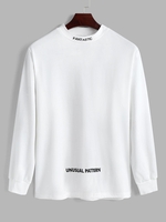 Solid Color Letter Embroidery Long Sleeve T-shirt Xl White