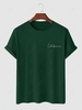 Solid Color Letter Printed Basic T-shirt S Deep green