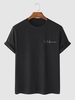 Solid Color Letter Printed Basic T-shirt Xl Black