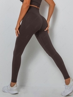 Solid Color Lift Butt Sports Yoga Leggings M Deep coffee