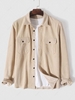 Solid Color Long Sleeve Corduroy Shirt S Coffee