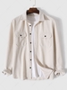 Solid Color Long Sleeve Corduroy Shirt Xl Light coffee