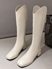 Solid Color Minimalist Zip Western Boots