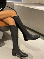 Solid Color Minimalist Zip Western Boots