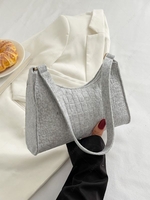Solid Color Minimalist Zipper Felt Embossed Shoulder Bag