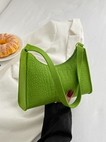 Solid Color Minimalist Zipper Felt Embossed Shoulder Bag