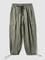Solid Color Multi-pocket Cargo Techwear Pants Xl Army green