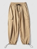Solid Color Multi-pocket Cargo Techwear Pants Xl Khaki