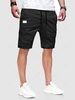Solid Color Multi-pocket Drawstring Bermuda Shorts Xs Black