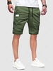 Solid Color Multi-pocket Drawstring Bermuda Shorts Xs Deep green