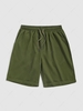 Solid Color Multi-Pocket Drawstring Casual Shorts Xl Deep green