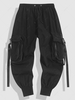 Solid Color Multi Pockets Cargo Techwear Pants Xxl Black