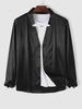 Solid Color Notch Design Button Fly Shirt Xl Black