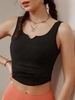 Solid Color Notched Collar Sports Tank Top S Black