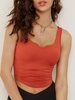 Solid Color Notched Collar Sports Tank Top S Red