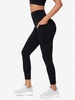 Solid Color Phone Pocket Skinny Sports Leggings L Black
