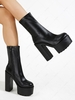 Solid Color Platforme High Heel Zip Boots